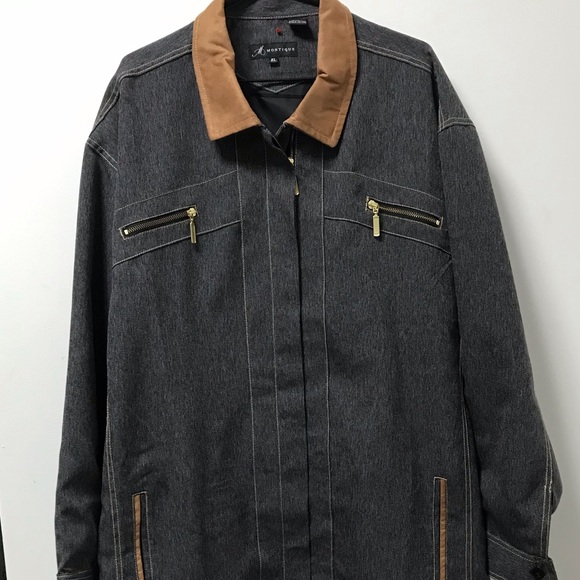 Stylish Montique Denim Look Gold Zipper Lightweight Jacket! - Picture 16 of 16